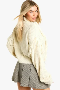 Jumpers|Up To 80% Off Winter Warmers*boohoo Tassel Detail Cable Knit Jumper stone