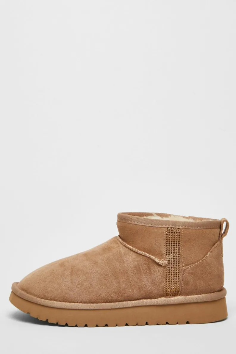 Ankle Boots*Quiz Faux Suede Diamante Ankle Boots Taupe