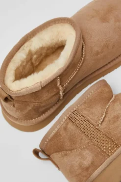 Ankle Boots*Quiz Faux Suede Diamante Ankle Boots Taupe
