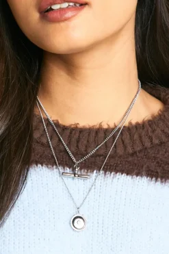 Necklaces*boohoo T-bar Double Layer Necklace silver