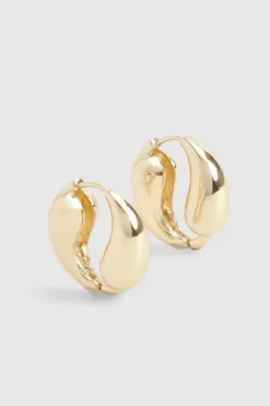 Earrings*boohoo Teardrop Drop Hoop Earrings gold