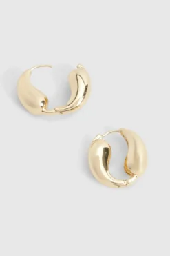 Earrings*boohoo Teardrop Drop Hoop Earrings gold