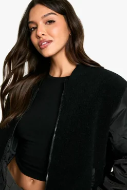 Up To 80% Off Winter Warmers|Bomber Jackets*boohoo Teddy Bomber Jacket black
