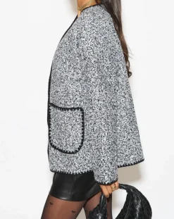 Cardigans*HOXTON GAL Teddy Contrast Trim Cardigan Grey