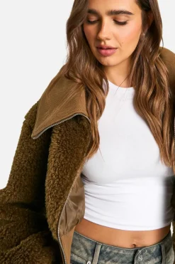 Up To 80% Off Winter Warmers|Bomber Jackets*boohoo Teddy Faux Fur Bomber Jacket tobacco