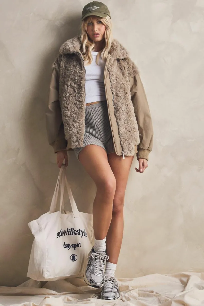 Up To 80% Off Winter Warmers|Bomber Jackets*boohoo Teddy Fur Oversized Bomber Jacket sage