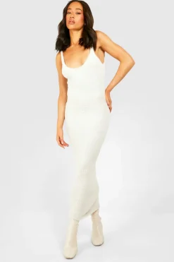 Jumper Dresses|Jumper Dresses*boohoo Teddy Soft Knit Scoop Midaxi Dress ivory