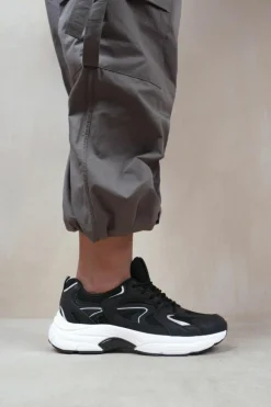 Trainers*Where's That From Tempo' Panel Detail Lace Up Chunky Sole Trainers Black