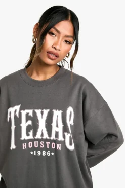 Sweatshirts|Hoodies & Sweatshirts*boohoo Texas Houston Oversized Sweatshirt charcoal