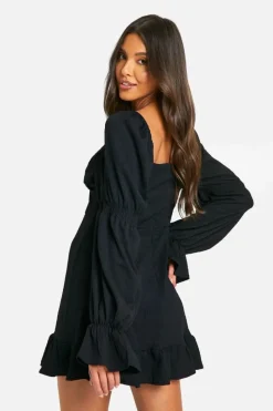 Skater Dresses*boohoo Texture Mini Dress black