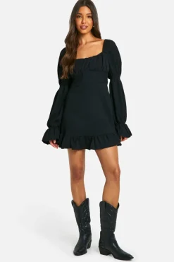 Skater Dresses*boohoo Texture Mini Dress black
