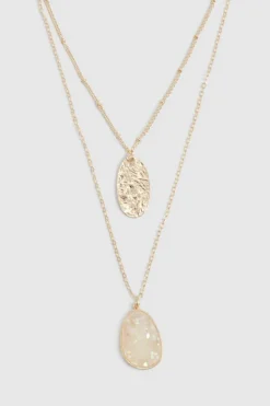 Necklaces*boohoo Textured Coin & Iridescent Layered Necklace gold