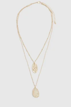 Necklaces*boohoo Textured Coin & Iridescent Layered Necklace gold