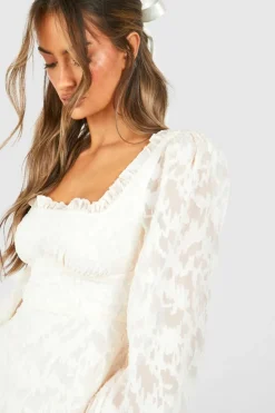 Skater Dresses|Mini Dresses*boohoo Textured Corset Milkmaid Mini Dress cream