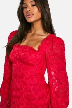 Skater Dresses|Mini Dresses*boohoo Textu Corset Milkmaid Mini Dress red