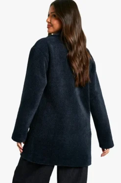 Up To 80% Off Winter Warmers|Coats & Jackets*boohoo Textured Double Breasted Coat navy