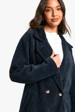 Up To 80% Off Winter Warmers|Coats & Jackets*boohoo Textured Double Breasted Coat navy