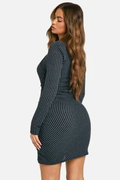 Bodycon Dresses*boohoo Textured Layered Mini Dress charcoal