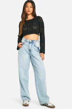 Long Sleeve Tops*boohoo Textured Long Sleeve Top black