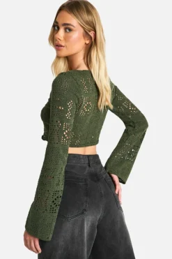 Long Sleeve Tops*boohoo Textured Long Sleeve Top khaki