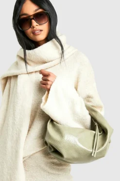 Handbags*boohoo Textured Patent Slouchy Grab Bag sage