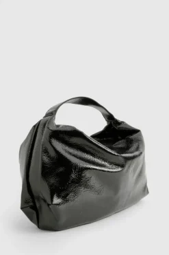 Shoulder Bags|Handbags*boohoo Textured Patent Slouchy Shoulder Bag black