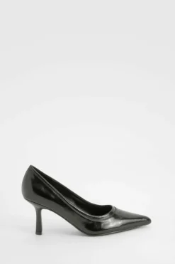 Heels*boohoo Textured Pu Pointed Court Shoes black