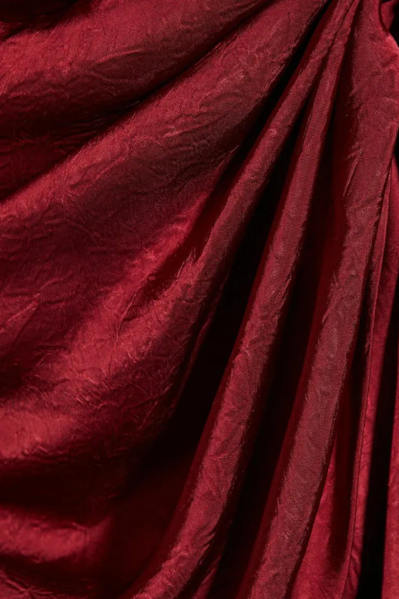 Wrap Dresses*MissPap Textured Satin Scarf Detail Ruched Wrap Mini Dress berry