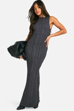 Maxi Dresses*boohoo Textured Sleeveless Maxi Dress charcoal