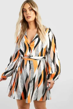 Shirt Dresses|Mini Dresses*boohoo The Plus Printed Shirt Dress black