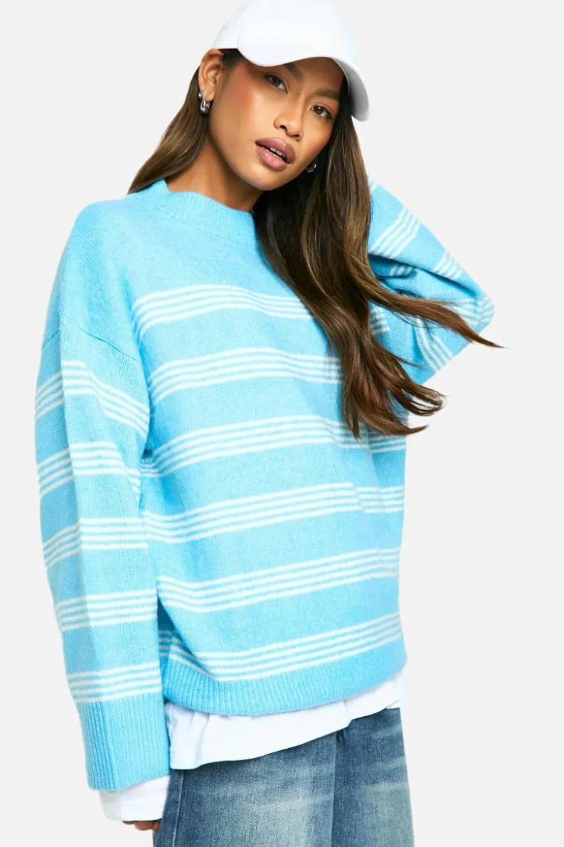 Oversized Jumpers*boohoo Thin Stripe Oversized Jumper blue