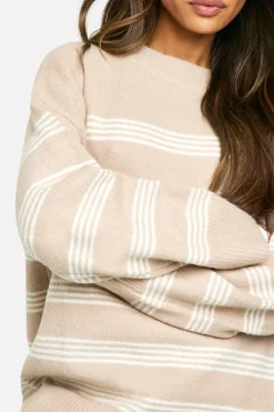 Oversized Jumpers|Jumpers*boohoo Thin Stripe Oversized Jumper oatmeal