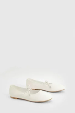 Ballet Flats|Flats*boohoo Tie Detail Mary Jane Ballet Flats ecru