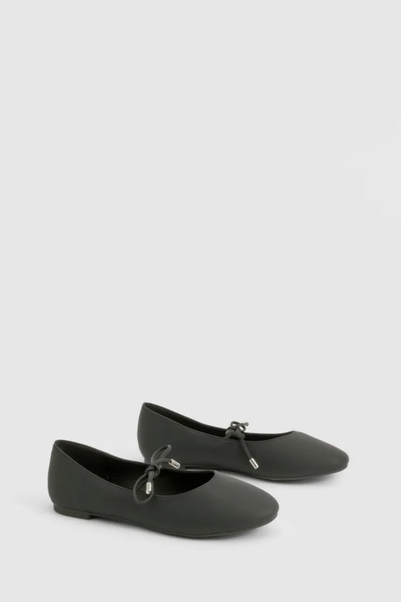 Ballet Flats|Flats*boohoo Tie Detail Mary Jane Ballet Flats black