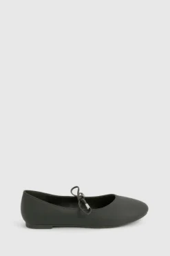 Ballet Flats|Flats*boohoo Tie Detail Mary Jane Ballet Flats black