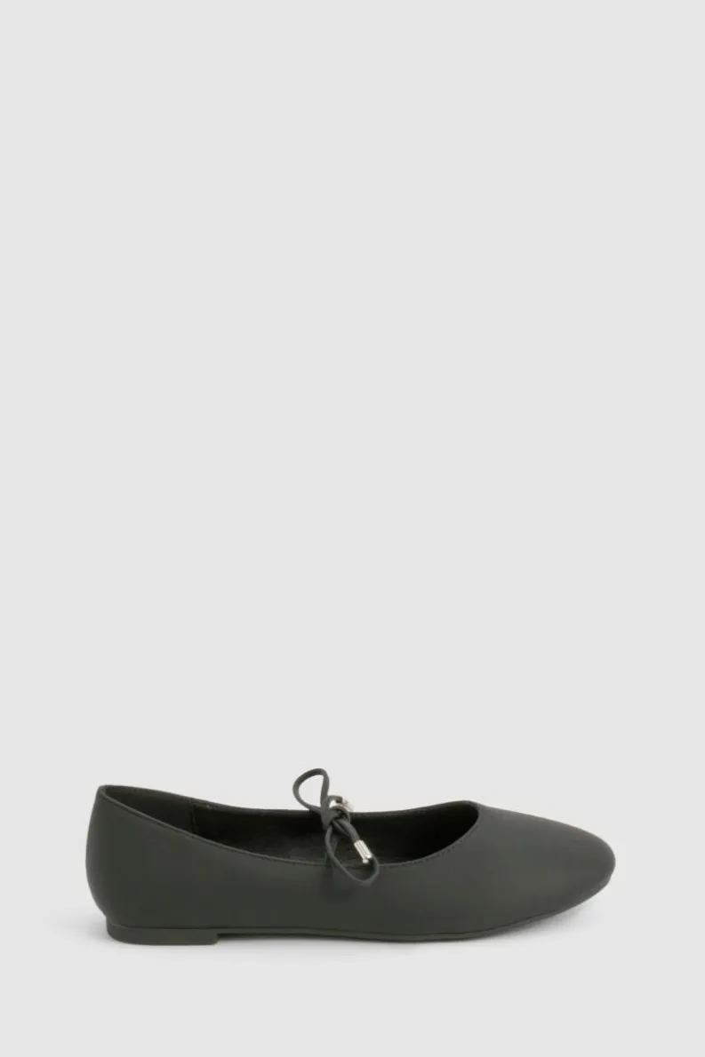 Ballet Flats|Flats*boohoo Tie Detail Mary Jane Ballet Flats black