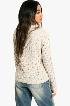 Cardigans*boohoo Tie Detail Pearl Cardigan cream