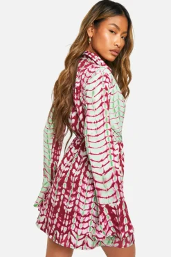 Wrap Dresses*boohoo Tie Dye Collared Wrap Mini Dress pink