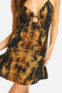 Cami Dresses*boohoo Tie Dye O Ring Mini Dress black