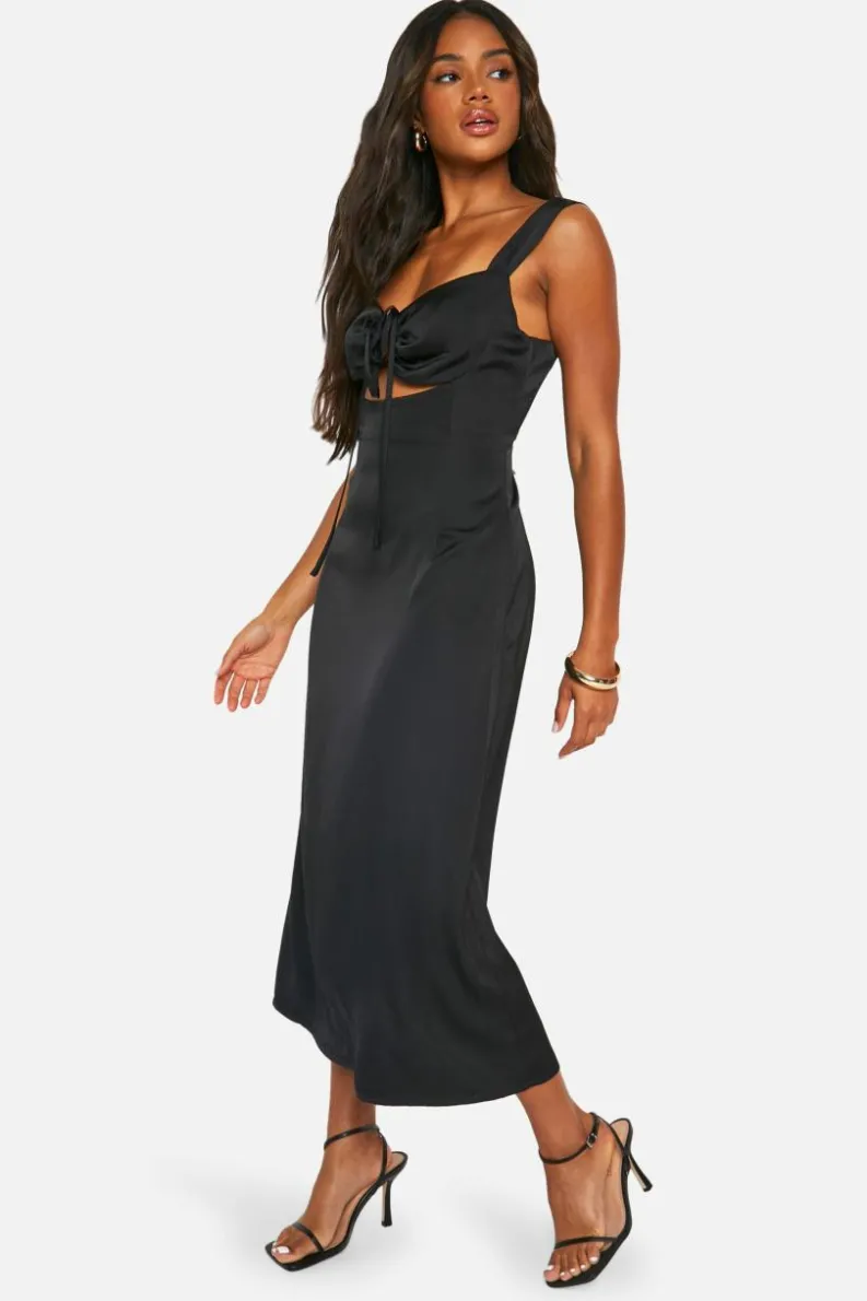 Cami Dresses|Maxi Dresses*boohoo Tie Front Maxi Dress black