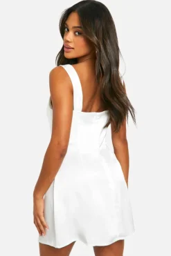 Cami Dresses*boohoo Tie Front Mini Dress ivory