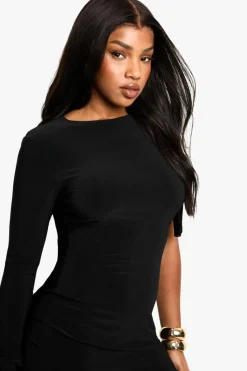 Bodycon Dresses|Mini Dresses*boohoo Tie One Shoulder Long Sleeve Mini Dress black