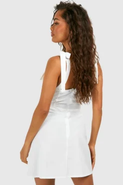 Skater Dresses|Mini Dresses*boohoo Tie Strap Corset Mini Dress white