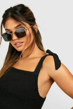 Midi Dresses*boohoo Tie Strap Shirred Bust Cotton Midi Dress black