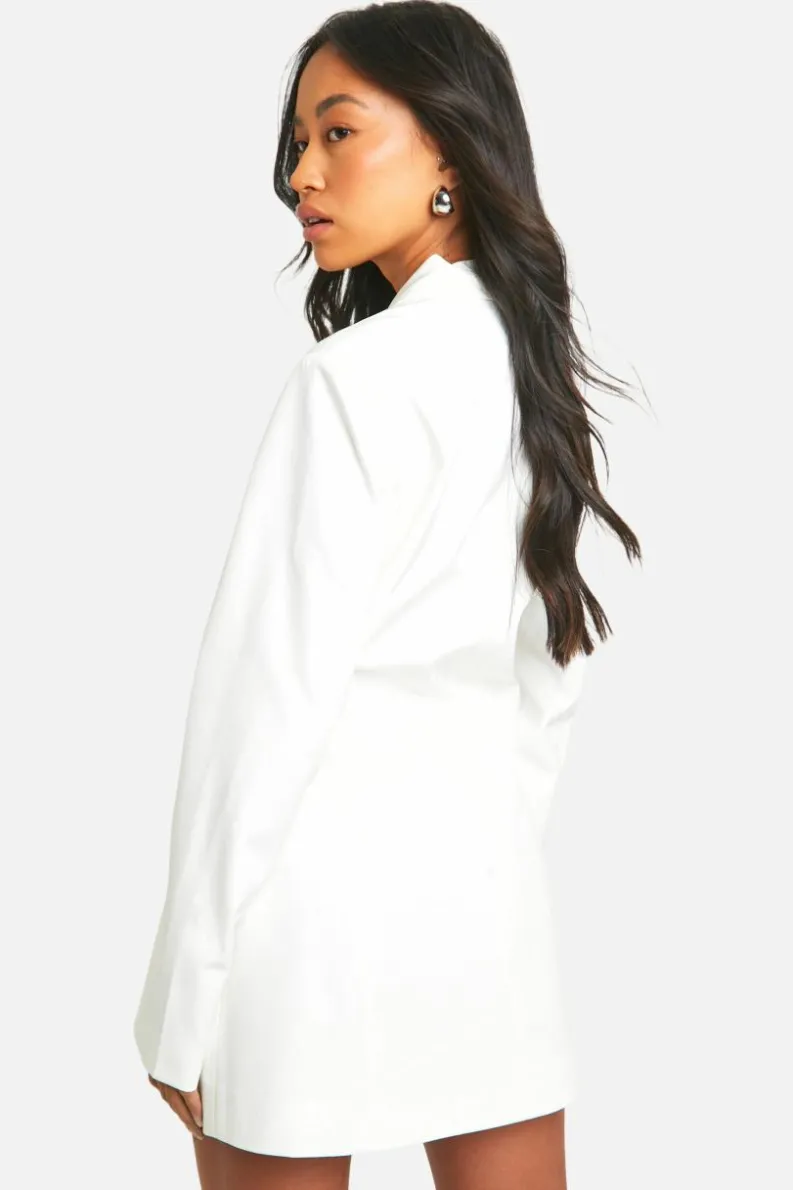 Blazer Dresses*boohoo Tie Waist Blazer Dress white