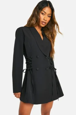 Blazer Dresses|Mini Dresses*boohoo Tie Waist Blazer Dress black