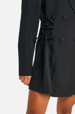 Blazer Dresses|Mini Dresses*boohoo Tie Waist Blazer Dress black