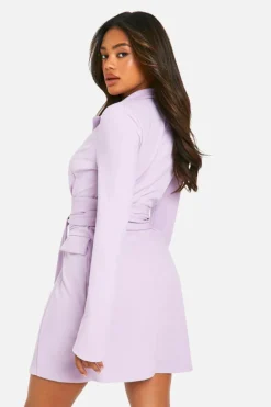 Blazer Dresses*boohoo Tie Waist Long Sleeve Blazer Dress lilac