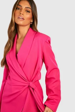 Blazer Dresses*boohoo Tie Waist Tailored Blazer Dress hot pink
