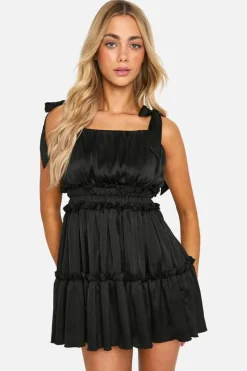 Skater Dresses*boohoo Tiered Ruffle Skater Dress black